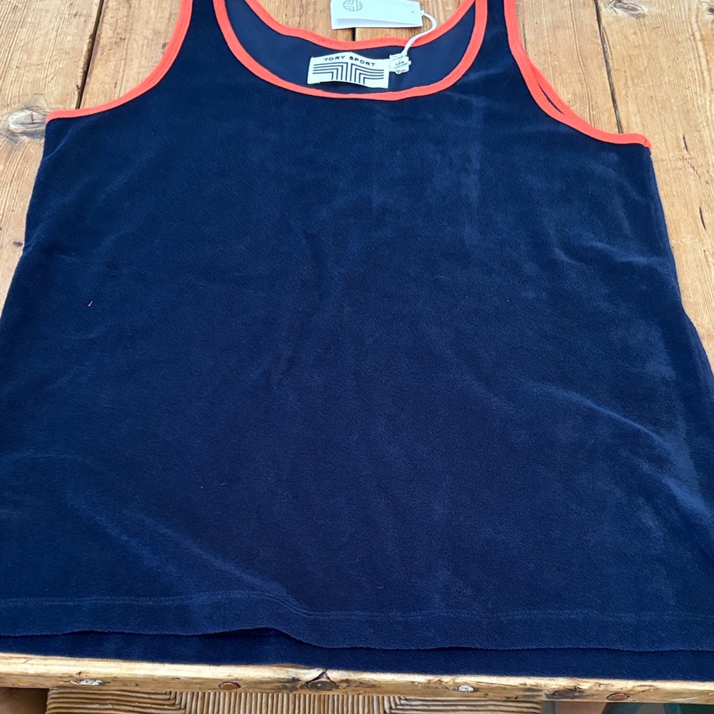 Tory Burch Navy and Orange Tank Top